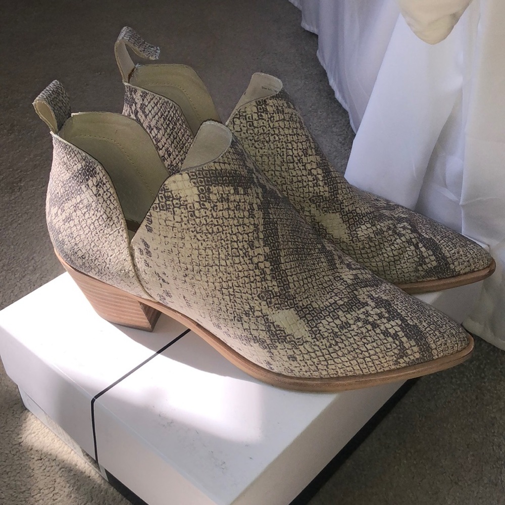 Snakeskin booties
